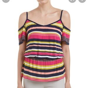 Laundry by Shelli Segal cold shoulder striped top